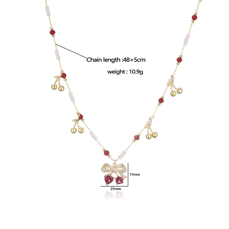 HECHENG Cute Sweet Colorful 18K Golden Plated Zircon Enamel Drip Oil Fruit Pendant Women\'s Fashion Jewelry Bead Necklace 1 Piece