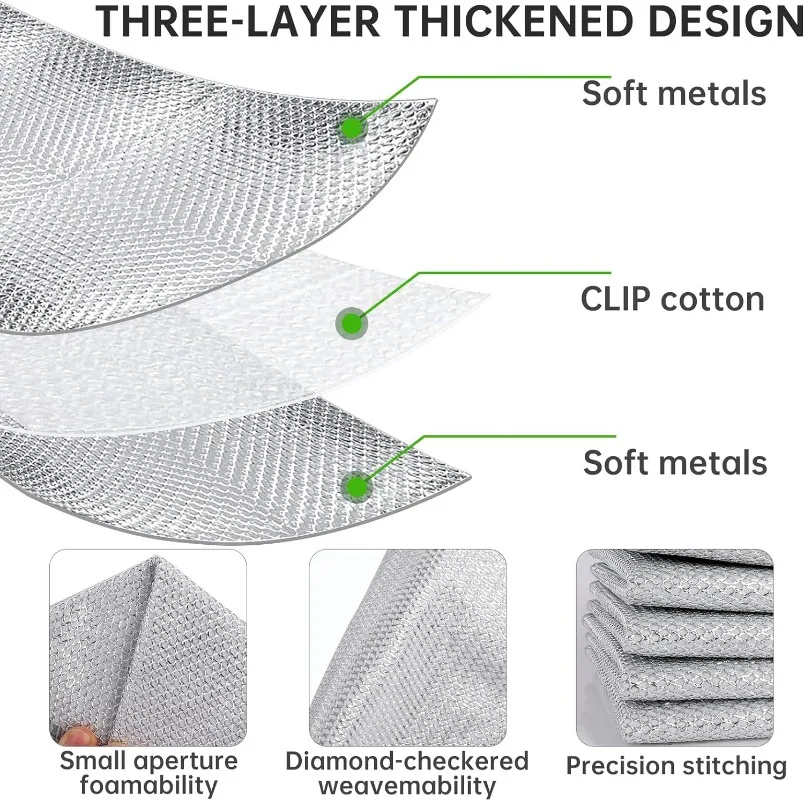 50/1PCS Magic Dishcloth Thickened Microfiber Silver Wire Wash Towel Kitchen Cleaning Rag Non Stick Oil Double-sided Clean Cloth