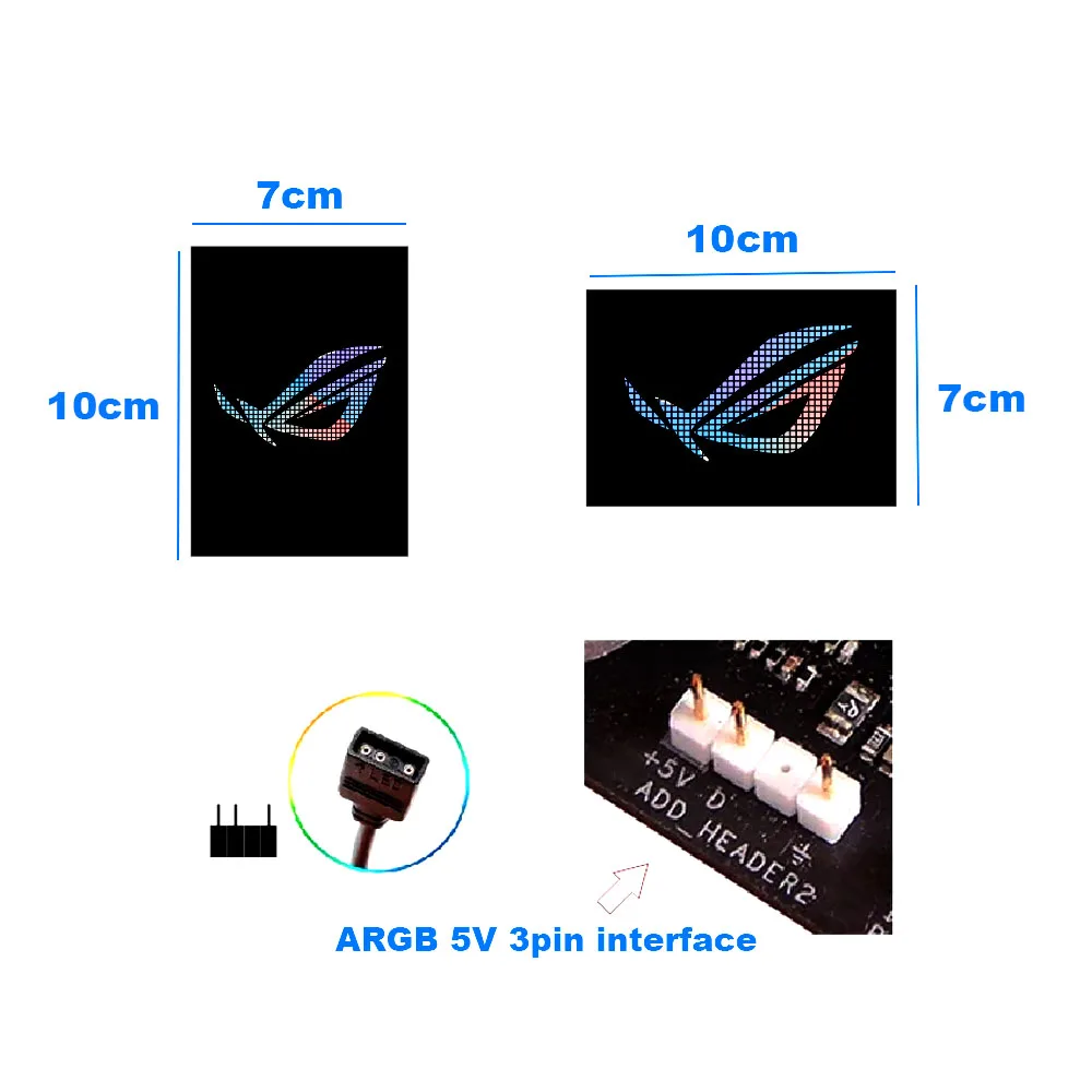 Fotografia 7: Painéis de Iluminação ARGB para Gabinete de PC/GPU/SSD 5V 3 pinos AURA SYNC, Placa Decorativa para Gabinete de Jogos ROG