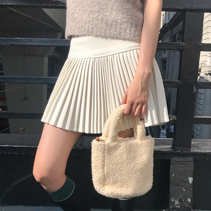 Y2K Pleated Skirt Women Accordion Pleat Mini Skirt with Bulit-in Shorts Tennis Skirt Miniskirt Teen-girl Fall Winter Outfit