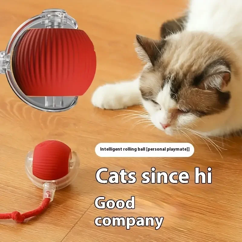 

USB Rechargeable Interactive Cat Toys Ball Auto Electric Rolling Ball Toys for Cats/Kitty Pets Smart Automatic Teasers with Tail