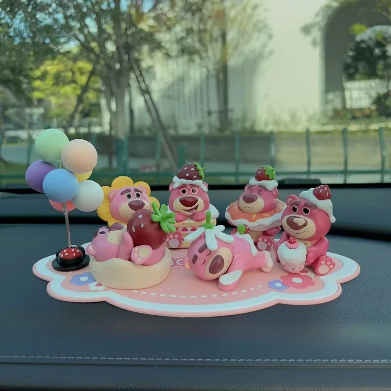 

6Pcs Lotso Cartoon Garage Kit Anime Figure Q Figural Toys Anime Merchandise Doll Car Decoration Children Birthday Christmas Gift