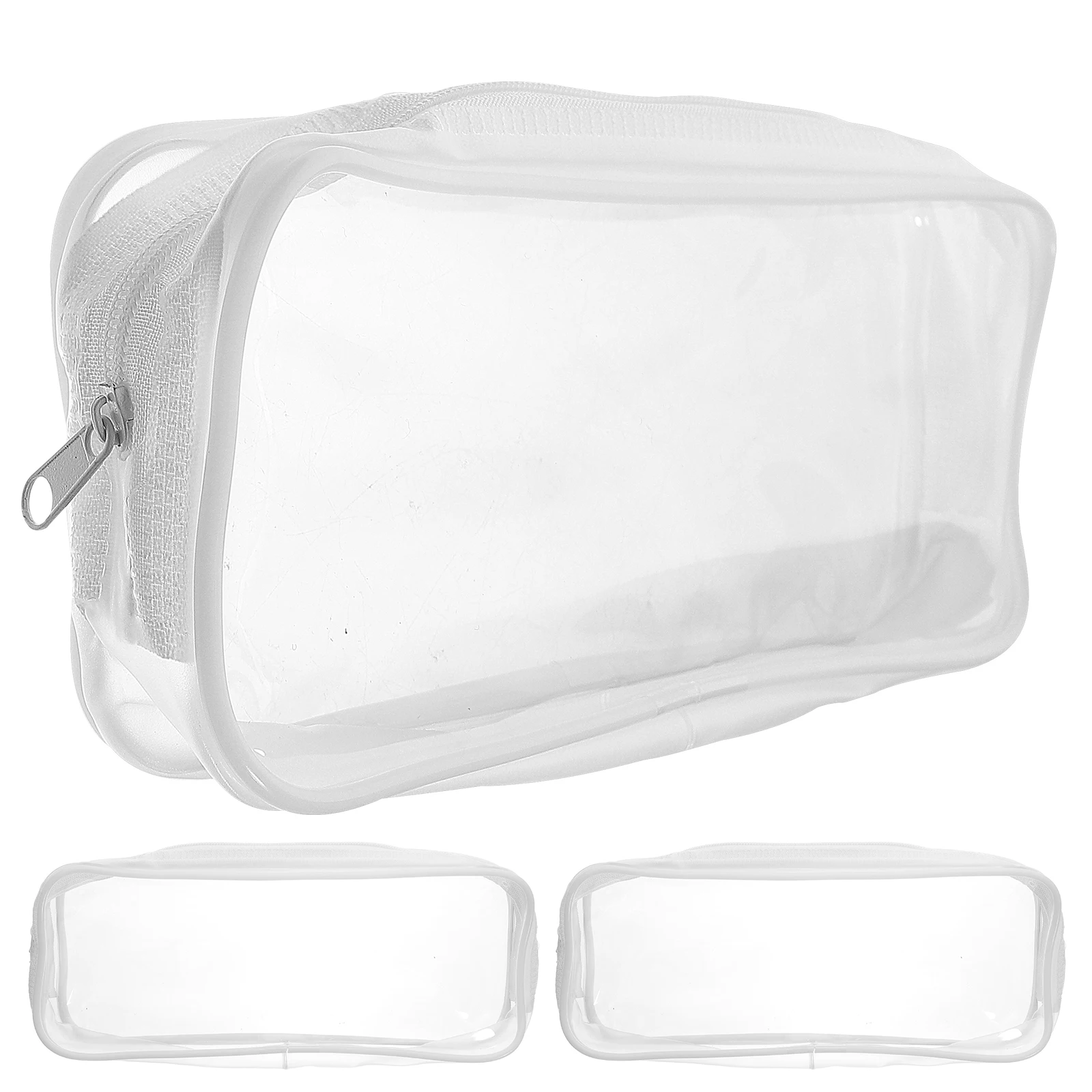 

3Pcs PVC Pen Bag Transparent Large Capacity Portable Aluminum Alloy Students Stationery Pencil Case Zipper Design School Storage