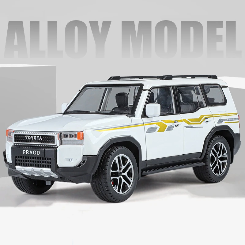 

1/24 Toyota PRADO Land Cruiser LC250, модель автомобиля из сплава, литой под давлением металлический внедорожник, модель автомобиля, звук и свет, детская игрушка в подарок