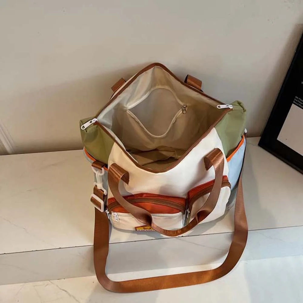 حقيبة سفر قابلة للتوسيع من قماش أكسفورد، حقيبة يوجا بألوان متباينة، حقيبة لياقة بدنية ذات سعة كبيرة، متعددة الطبقات، متعددة الوظائف