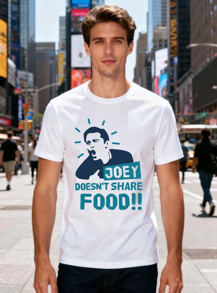 Friends Joey Classic Line Short Sleeve Joey Doesn't Share Food American Retro Pure Cotton T-shirt