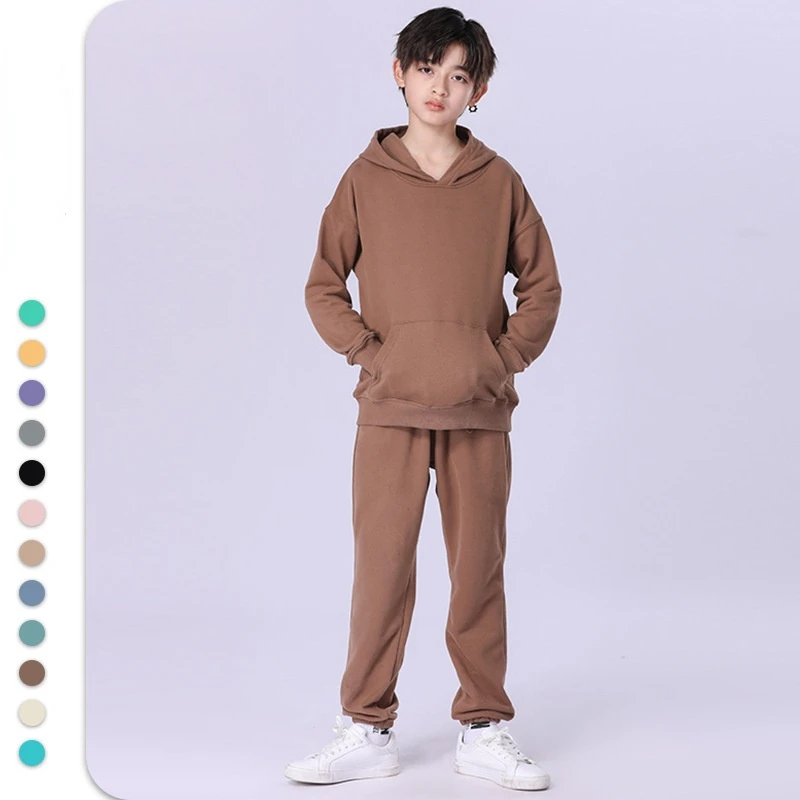 مدرسة المراهقين بنين ملابس رياضية ربيع الخريف عارضة القطن هوديس Sweatpants 2PC الفتيات الملابس مجموعة طويلة الأكمام الاطفال رياضية #5