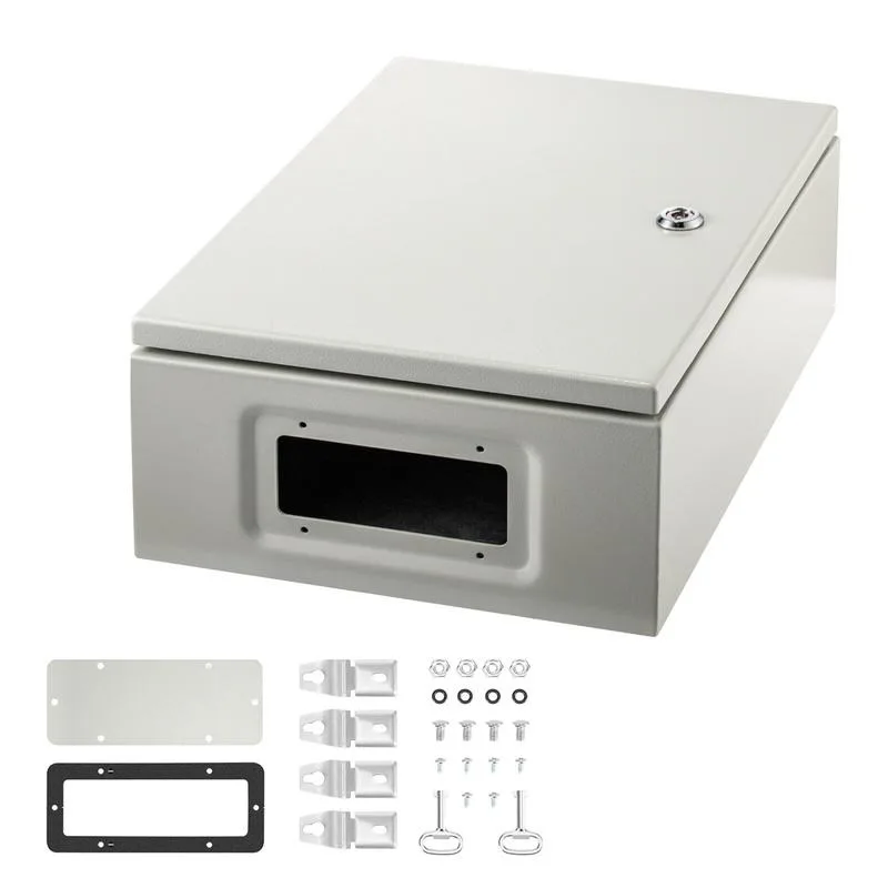 Electrical Enclosure Box, 16'' ×12'' ×6'', Carbon Steel Hinged Junction Box, IP66 Waterproof & Dustproof, Outdoor Electrical Box, with Mounting Plate