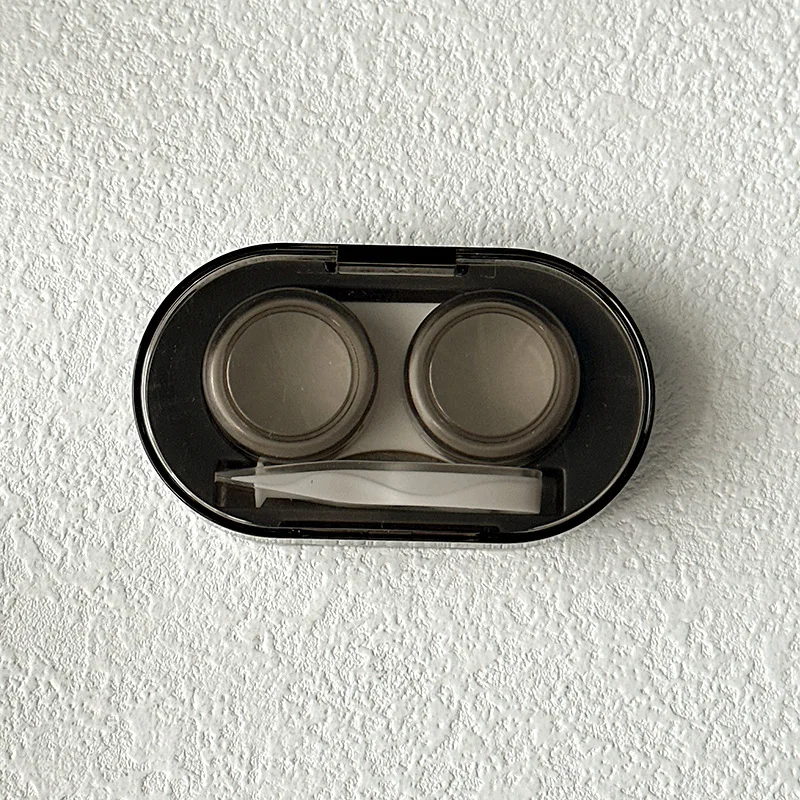Simple Transparent Small Portable Plastic Contact Lens Case Contact Lenses Storage Holder Box with Tweezers Wearing Tools