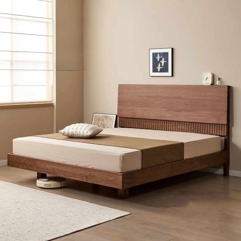 North American Black Walnut Full Solid Wood Furniture Nordic Suspension Bed Medieval Style 1.8m Double Bed Organ Artistic Design