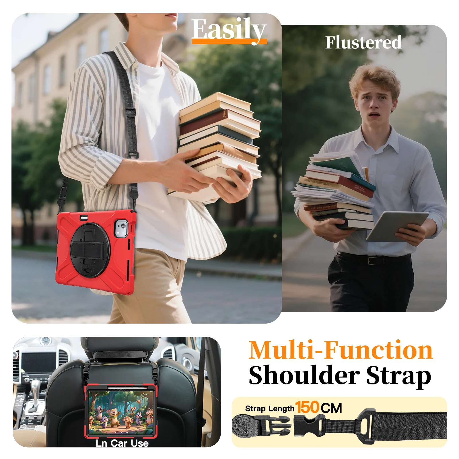Stand Case Universal For Official Xiaomi Pad 9 2026 7S Pro 12.5 2025 6S Pro 12.4 2024 Hybrid Rotating Cover With Shoulder Strap