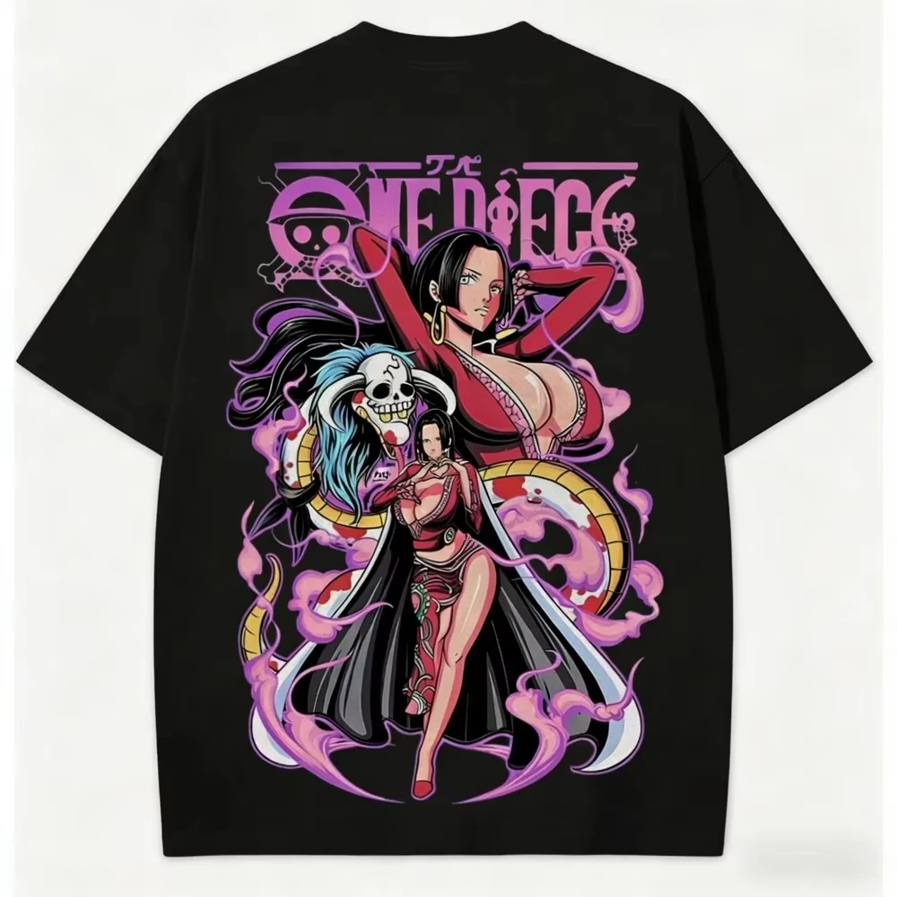 One Piece Boa Hancock Unisex T-shirt 2026 Summer New Popular Anime Double-sided Printed Casual Parent-child Short Sleeved Top