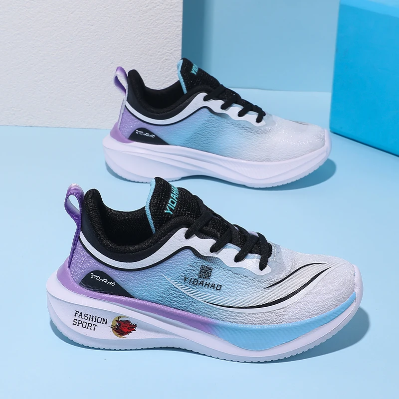 

Youth Plain Minimalist All Match Basketball Footwear Light Cushion Breathable Mesh Anti Slip Sole Boys Girls School Sneakers