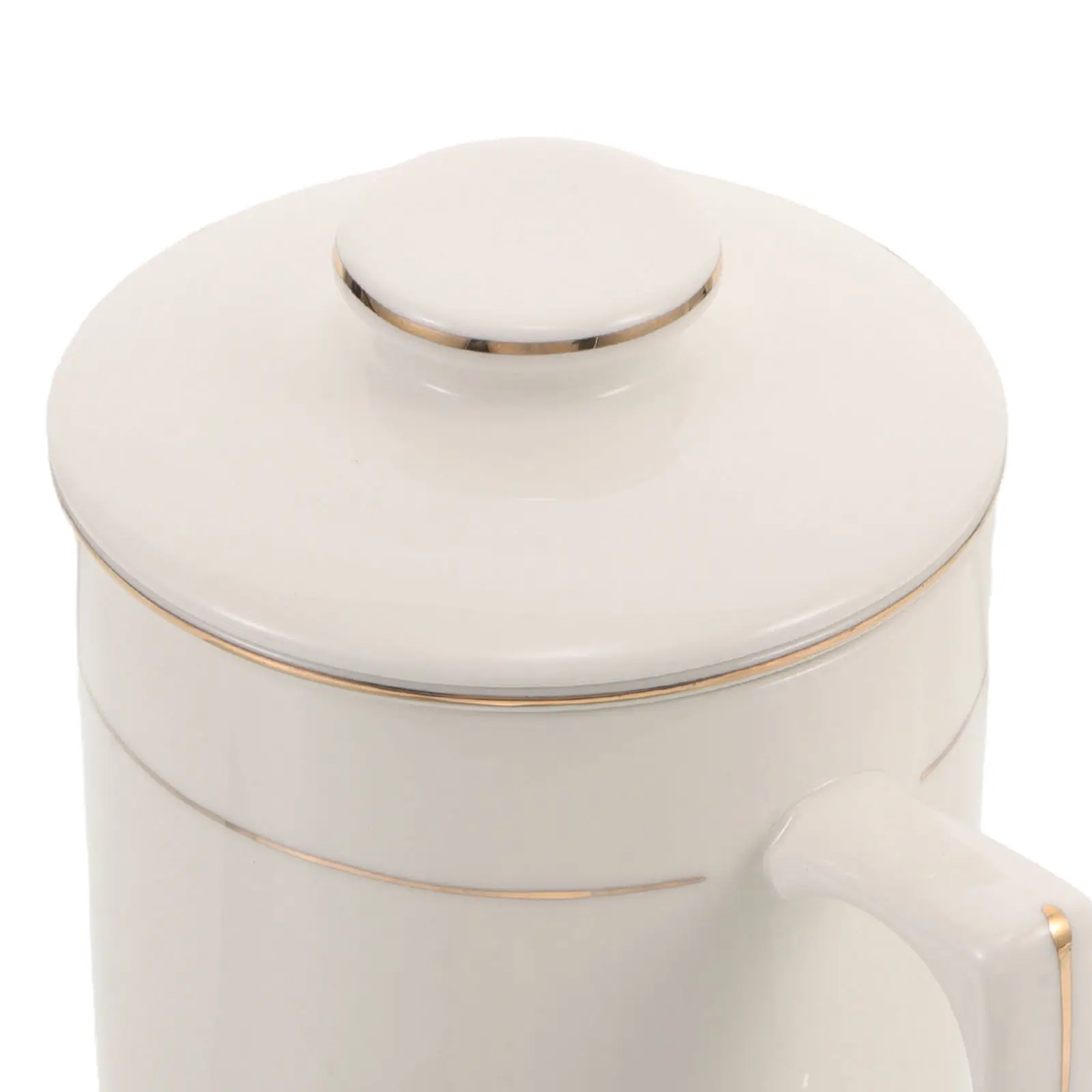 White Bone China Tea Cup Gold Rim Ceramic Mug Lid 450Ml Handle Comfortable Heat Retention Tea Brewing Bone China Coffee Cup