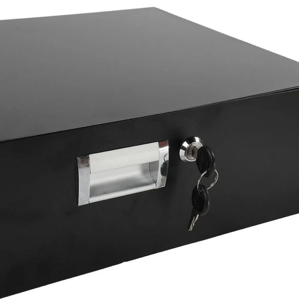 Obudowa rackowa 3U Pro 19\" Stalowa Płyta Szuflada DJ Szafka na Sprzęt z Zamkiem Czarna