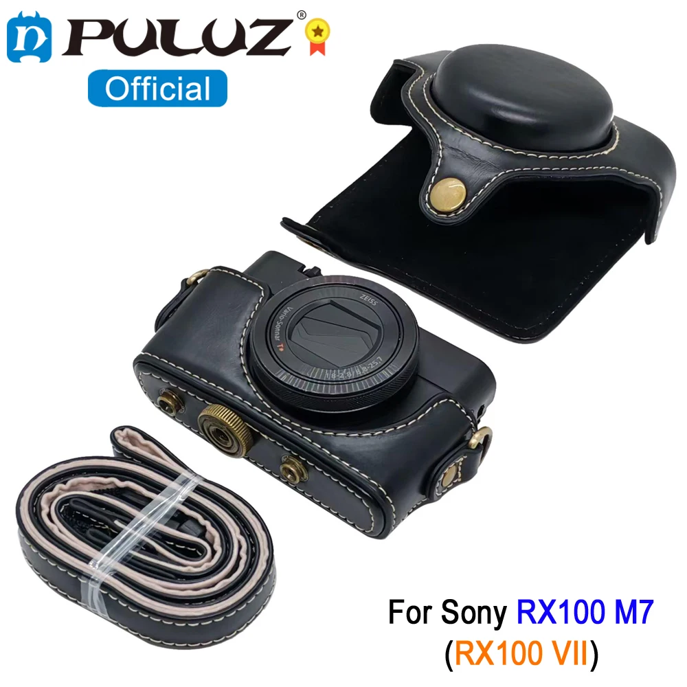 PULUZ Full Body Retro PU Leather Camera Bag Protective Case with Strap For Sony RX100 M7 / RX100 VII / DSC-RX100M7