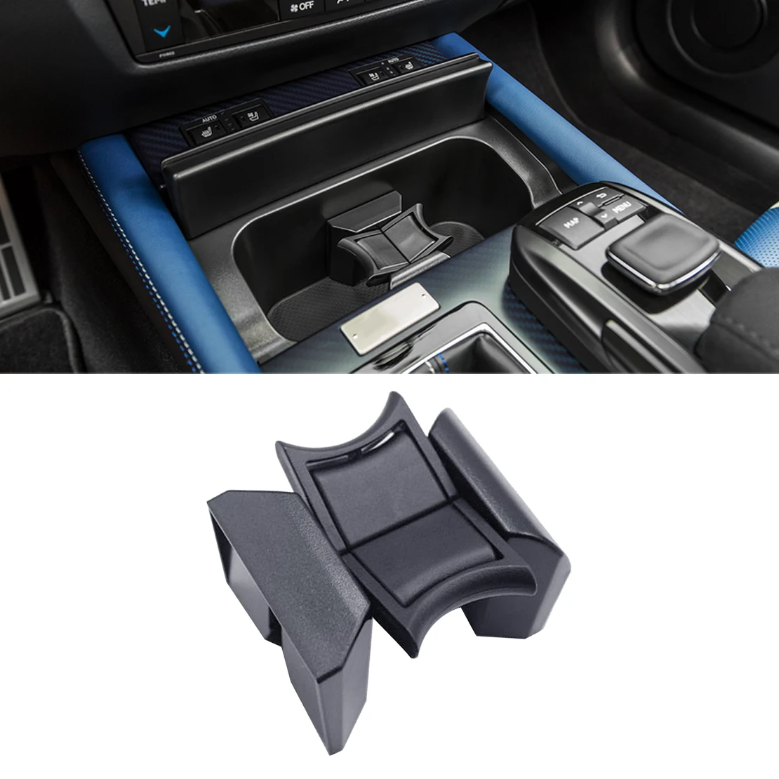 Compartimento central de plástico ABS para coche, divisor de inserción de portavasos compatible con Lexus GS350 GS450h GS300 GS200t GS F, color negro, 55618-33010