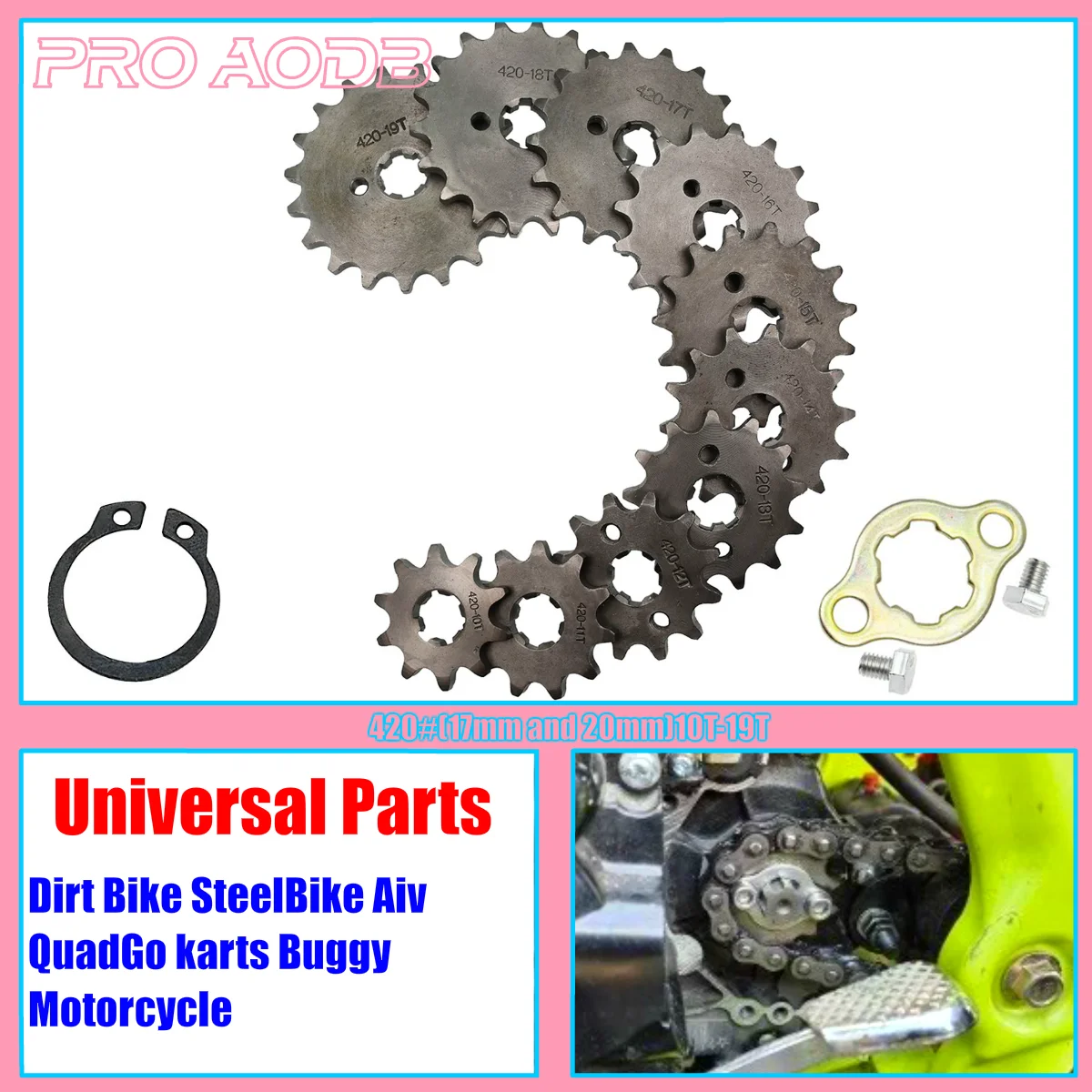 420# 17/20mm 10 11 12 13 14 15 16 17 18 19T Teeth Front Engine Sprocket For Dirt Pit Monkey Dax Bike Go Kart ATV Quad Motorcycle