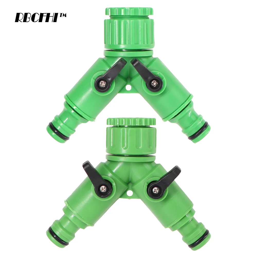 

RBCFHI 1PC EURO / U.S Standard 1/2'' 3/4'' Female 2 Way Tap Adapter Y Quick Connector Garden Irrigation Watering Tap Connecter