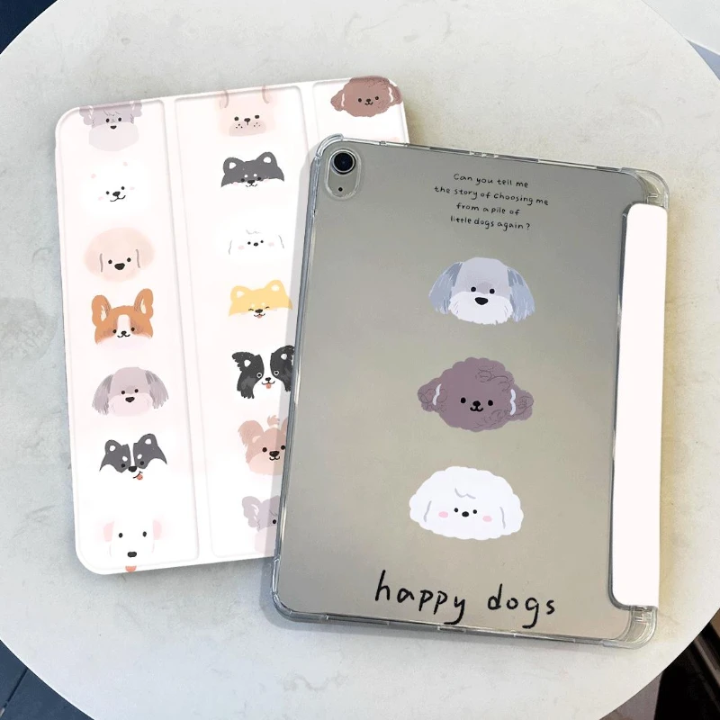 Tablet Case with Pencil Holder for Ipad 9 Generation Case 9.7 5th 6th Gen Ipad Mini 6 IPad Air 5 Air 4 10.9 Puppy Print Cover