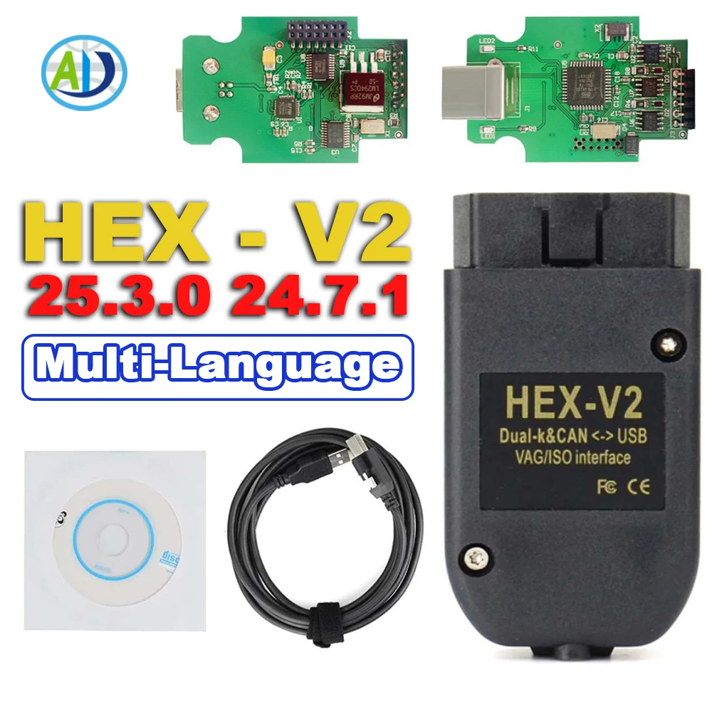 

2025 Новейший сканер VCDS 25,3 VAG HEX V2 OBDII, диагностический инструмент, многоязычный Wesheu VCDS VAG COM 24,7 для Audi SKODA VW SEAT