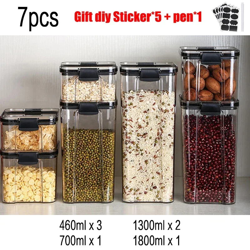 Plastic Food Storage Container for Kitchen Storage and Organization Jars for Spices Breadbasket Food Bulk Cereals Organizer Home