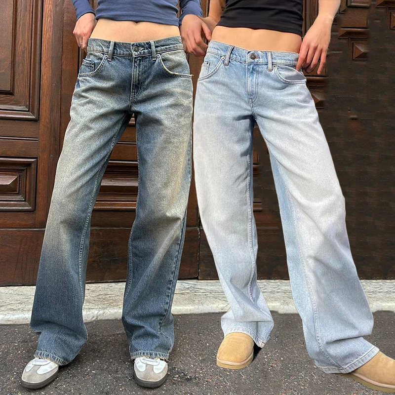 

Office Lady Straight Jeans Trendy Vintage High-waisted Denim Pants Casual Versatile Streetwear Jeans Straight Leg Women Jeans