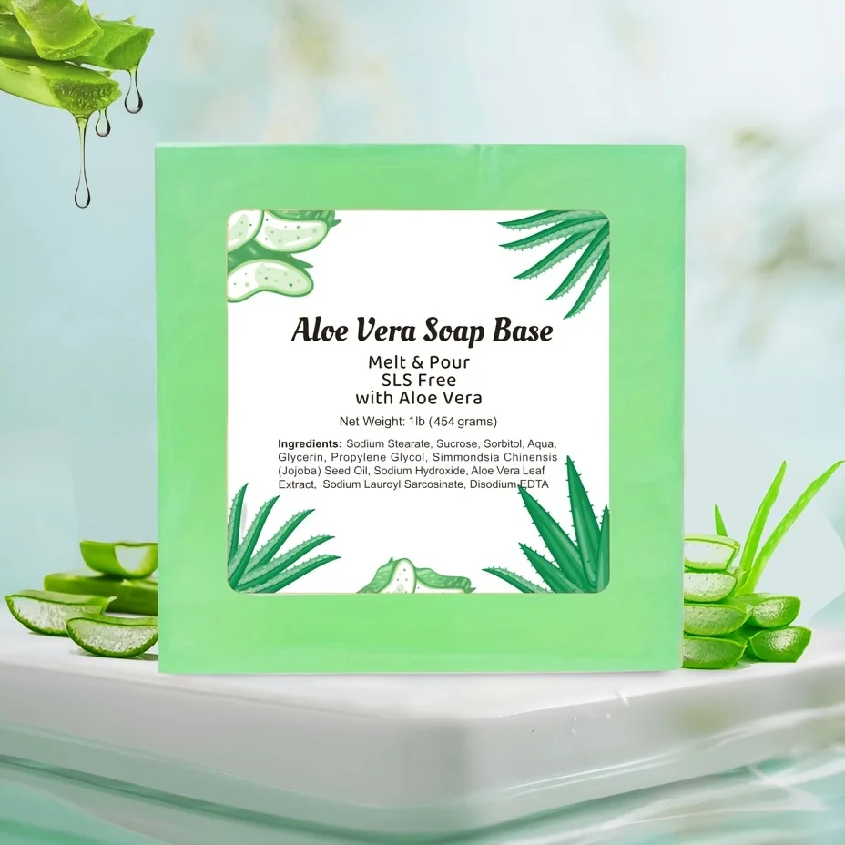 1lb/454g Aloe Vera Soap Base, Gentle Premium Soap Base For Crafting Artisan Soaps, DIY Handmade Soap, SLS/SLES free