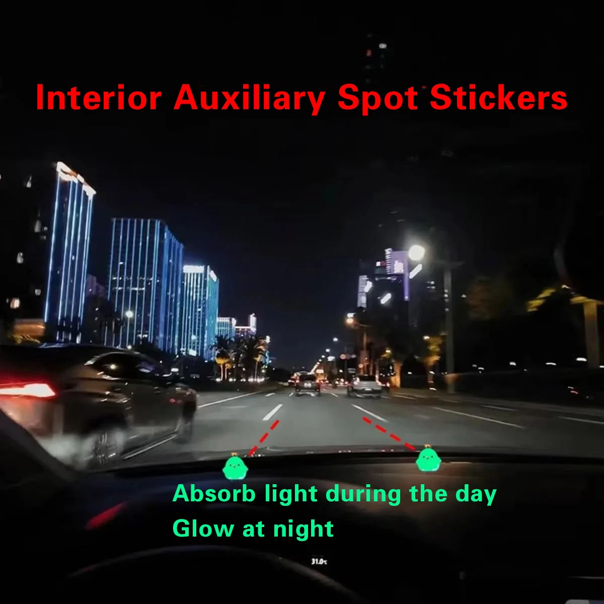 Night Car Auxiliary Marking Stickers Novice Drivers Safe Driving Glow-In-The-Dark Three-Dimensional Crown Chicken Car Accessorie
