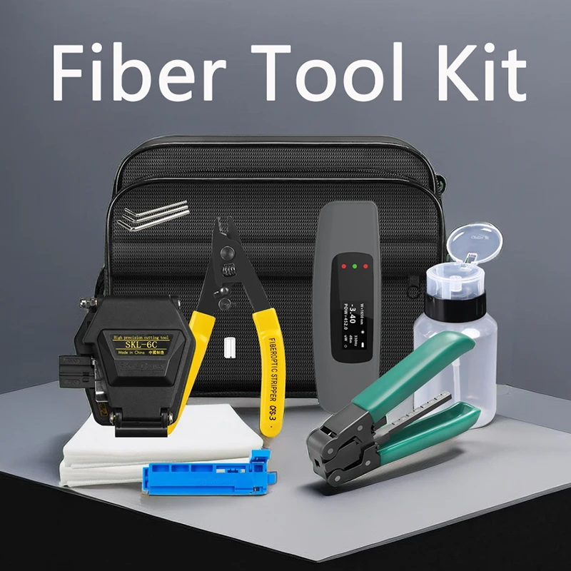 Fiber Optic Tool Kit with SKL-6C Fiber Cleaver -70+10dBm Mini Optical Power Meter 10Mw Visual Fault Locator