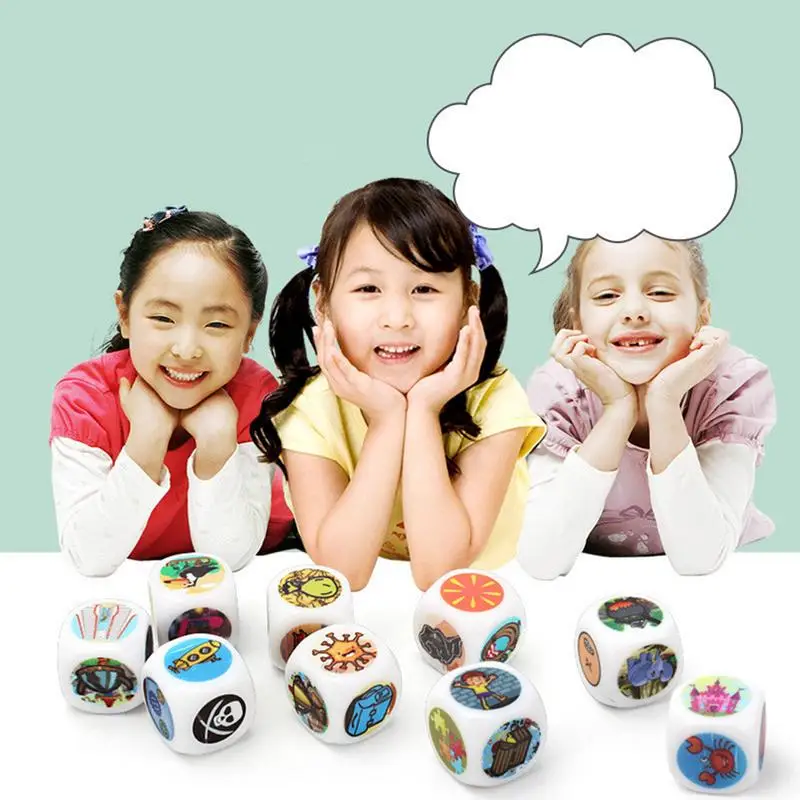 

Сюжетная игра в кости, 9 кубиков рассказов, воображающая игра, 54 изображения, культовая игра-рассказчик, забавная семейная игра в кости для детей и