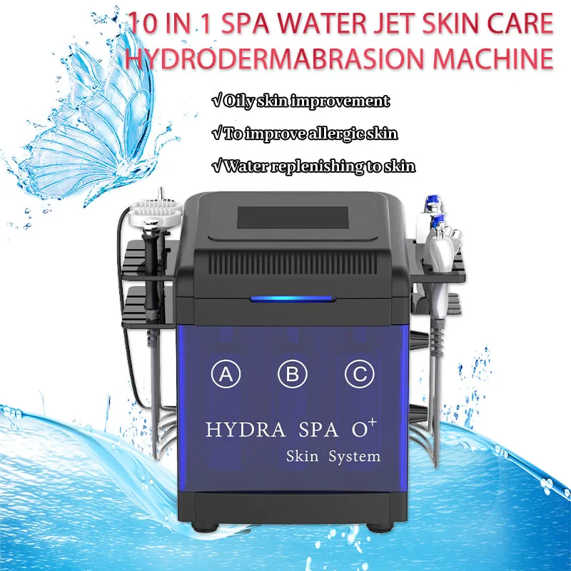 10 IN 1 Vacuum Hydro Dermabrasion Face Cleansing Water Oxygen Jet Peel Machine Pore Cleaner Microdermabrasion bio rf