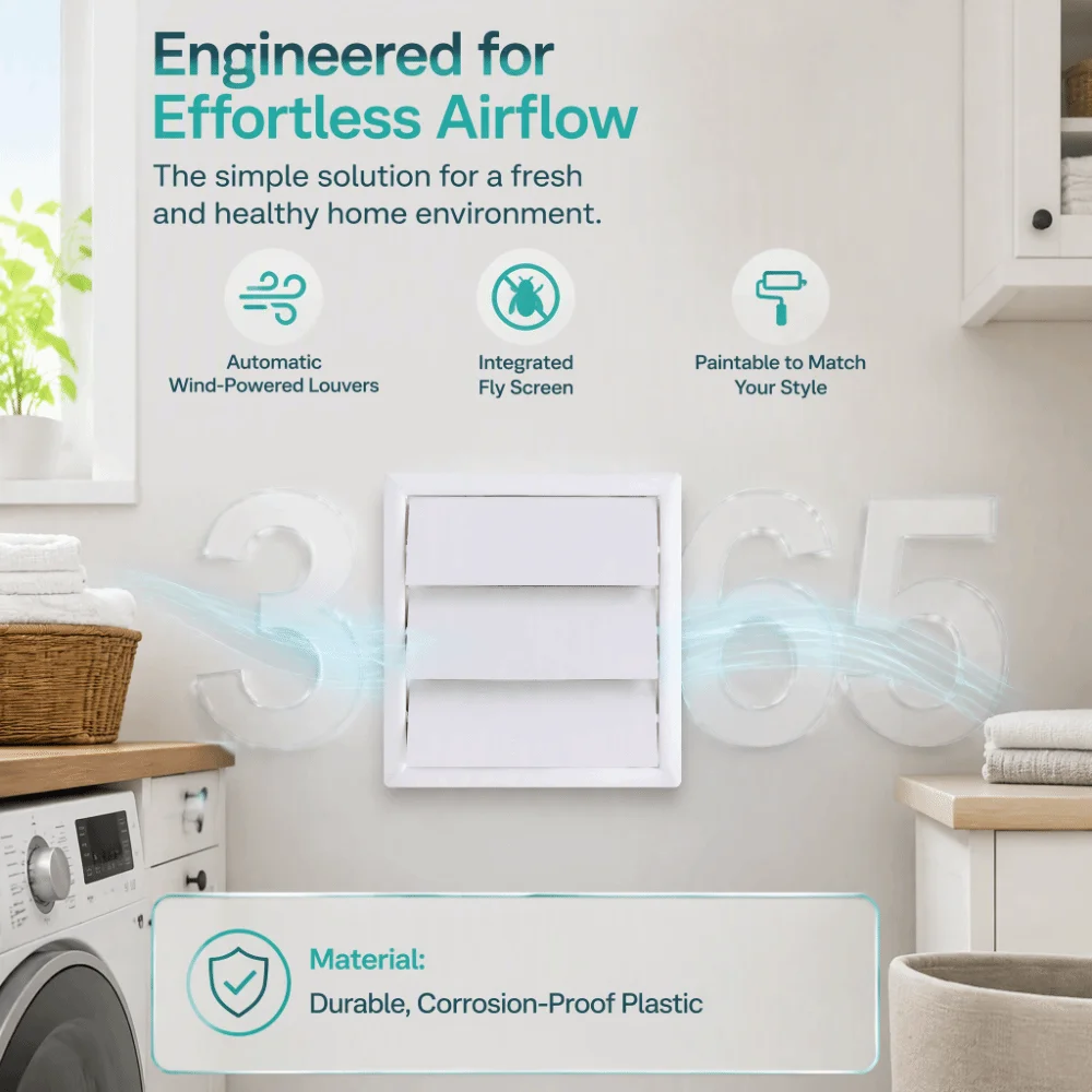 New With Net Air Vent Grille White 6 Inch Wall Duct Ventilation Grill Louvered Vent Cover Exterior Walls