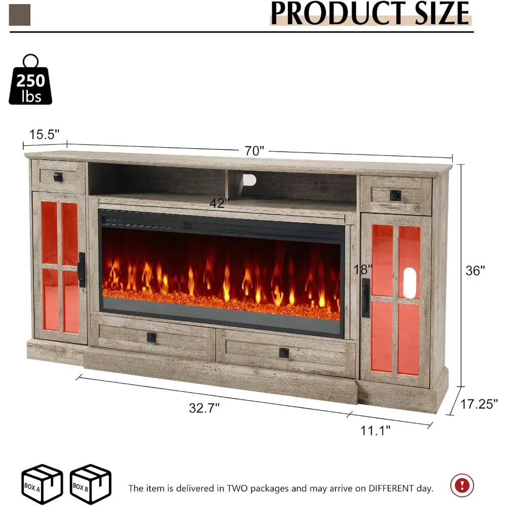 70'' Fireplace TV Stand with 42