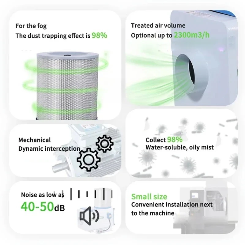 Oil Mist Separator 680W Air Filter Used To Collection of Oil Mist for Industrial Machine Tools Filter Air Source Processor