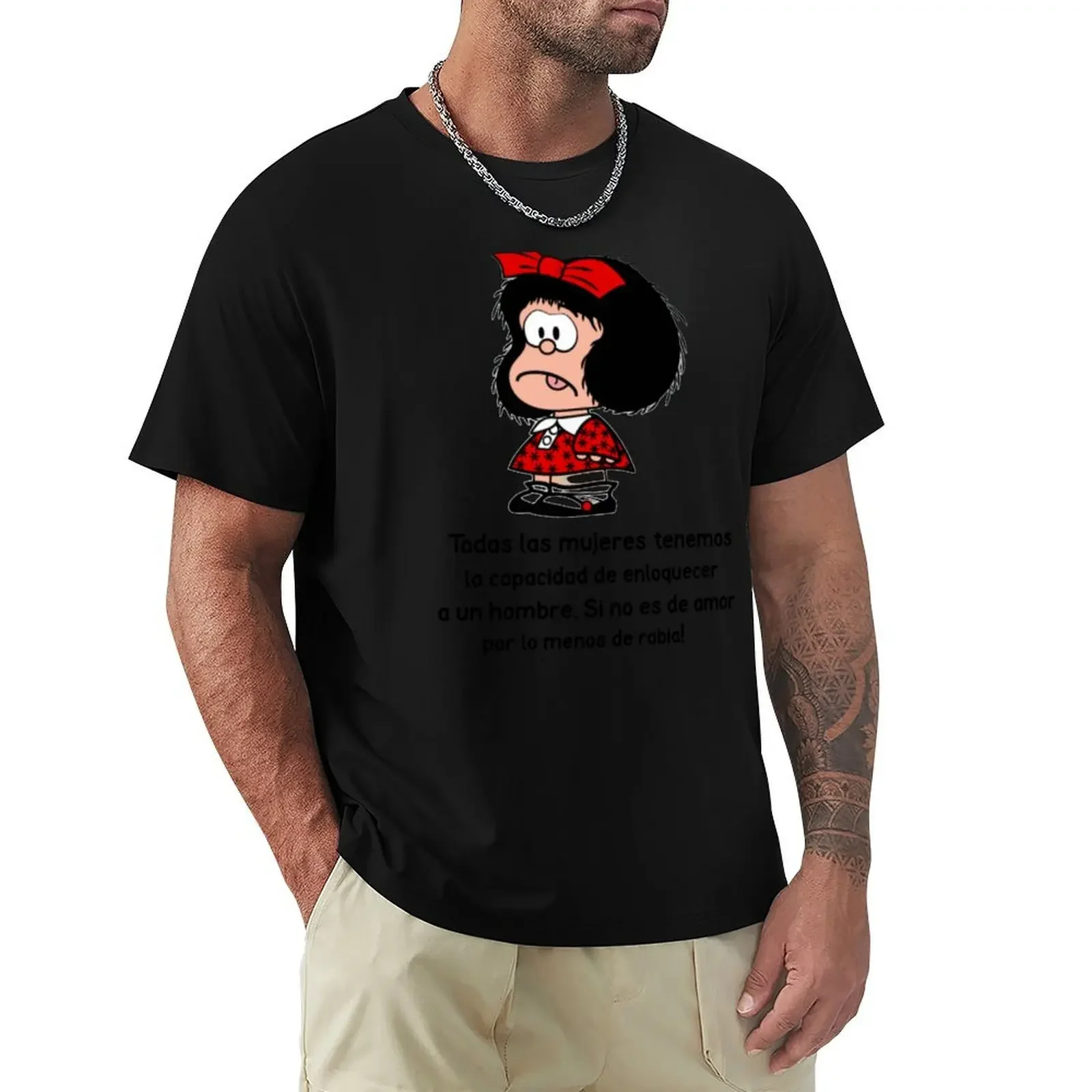 Todas las mujeres and Mafalda T-Shirt blacks custom shirt graphic t shirt vintage cotton graphic tees mens t shirt graphic