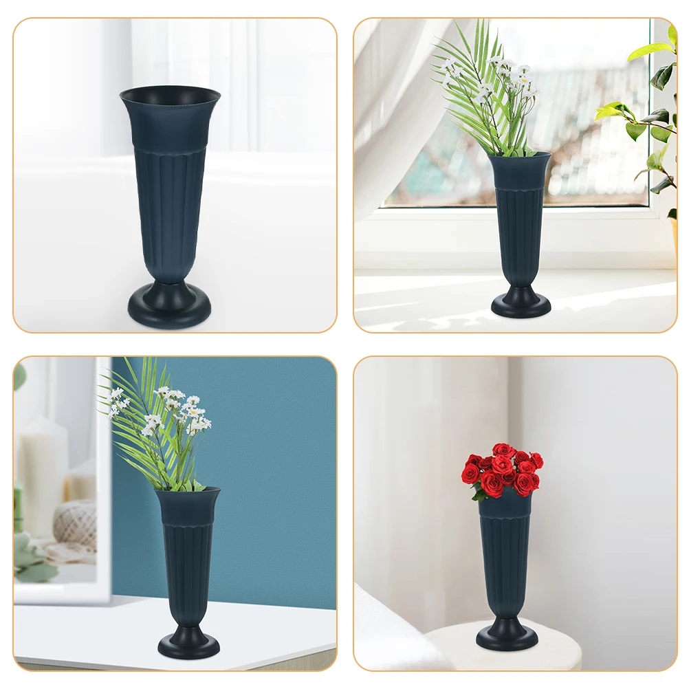 

2 Pcs Decorative Urn Planter Grave Rectangular Flowerpots Holder Tall Column Vase Outdoor Indoor