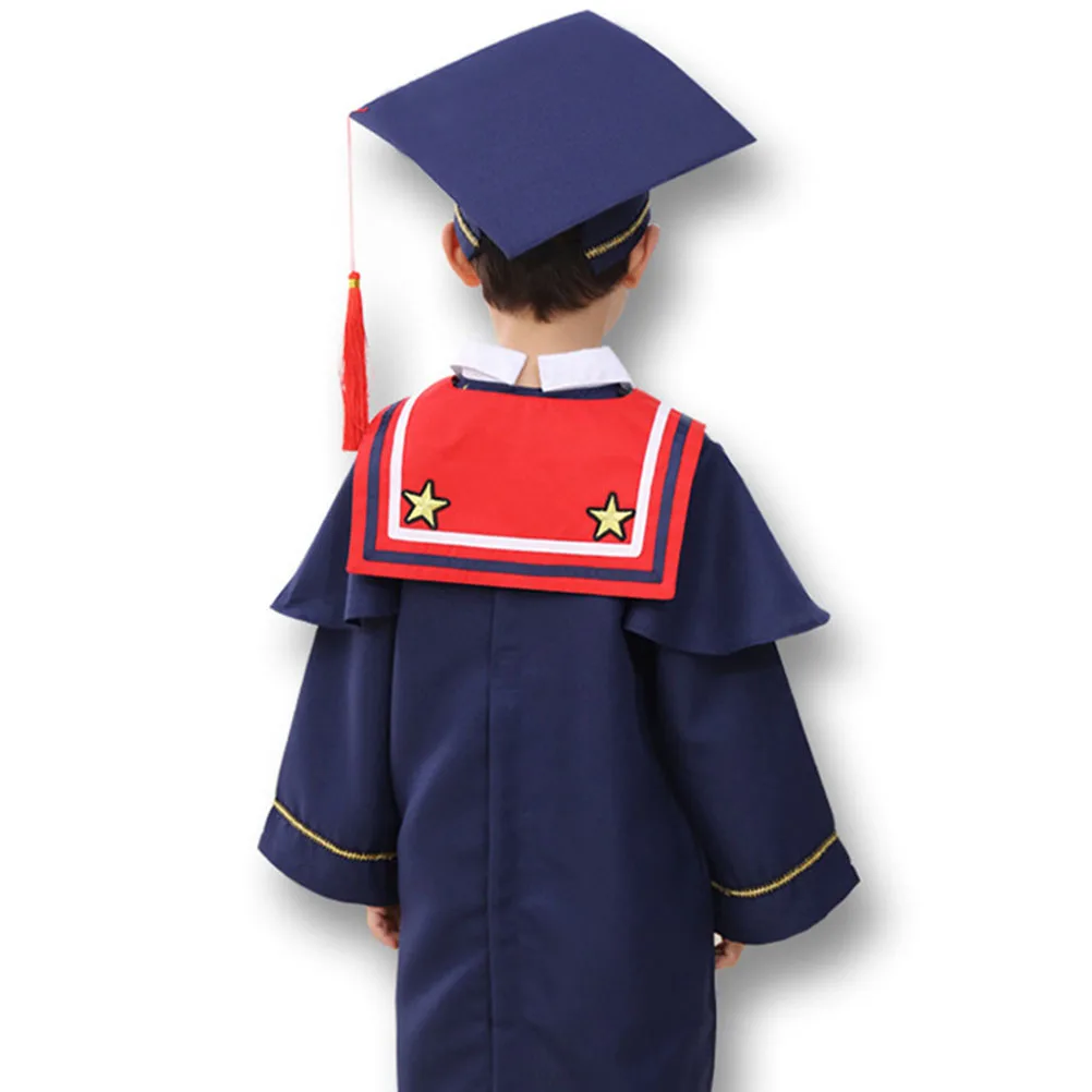 أطفال ثوب التخرج قبعة شرابة زي مريح للتنفس المواد أداء رياض الأطفال ملابس البكالوريوس #2