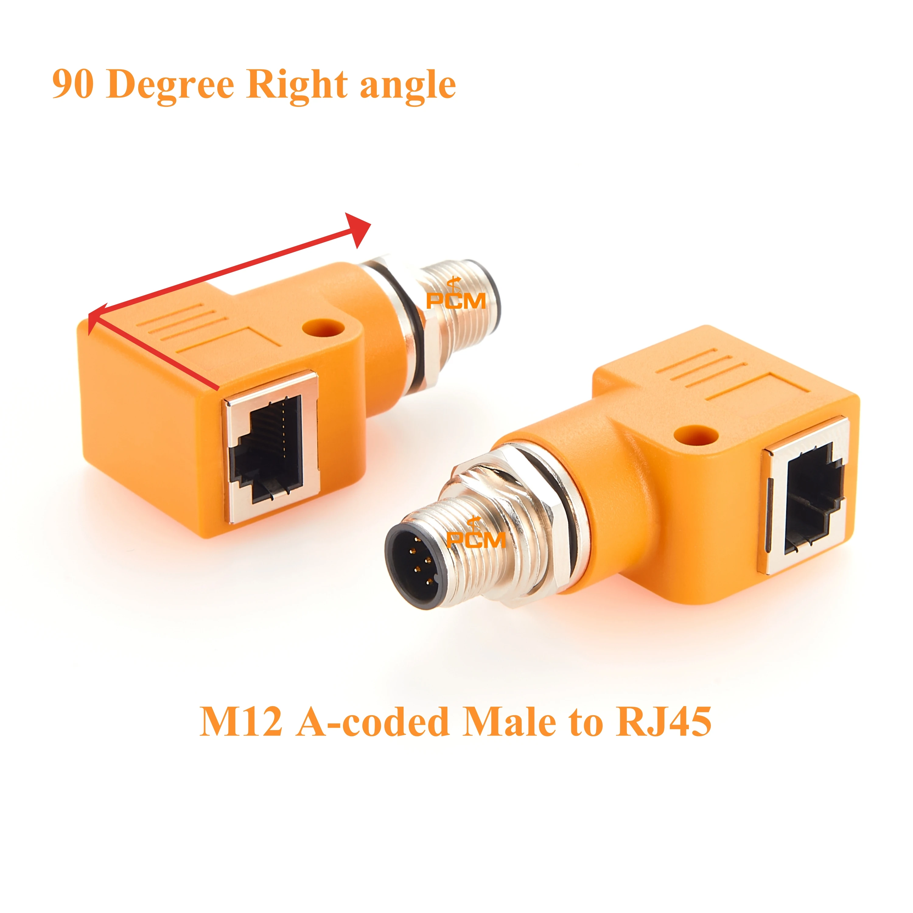 Steckverbinder-Adapter IP65/67 1Gbps Rechtwinklig A-kodiert M12 8-Wege-Stecker RJ45 8-Wege-Buchse Schaltschrank-Durchführung Ethernet – Detail 3