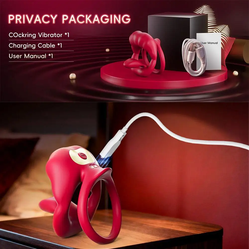 NEW Vibrating Cock Ring G Spot Stimulator Tongue Sucking Vibrator Anatomical Dual-Ring Support Architecture  Sex Toys for Couple view 5