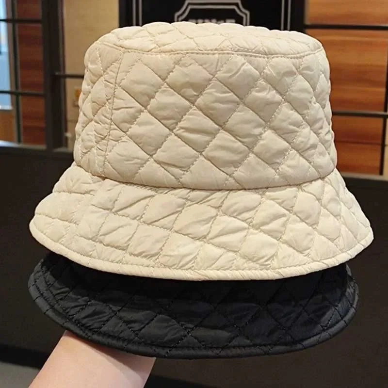 New Fisherman Hat for Men Women Autumn Winter Basin Panama Hats Korean Fashion Unisex Outdoor Rhombus Lady Cold Warm Bucket Cap