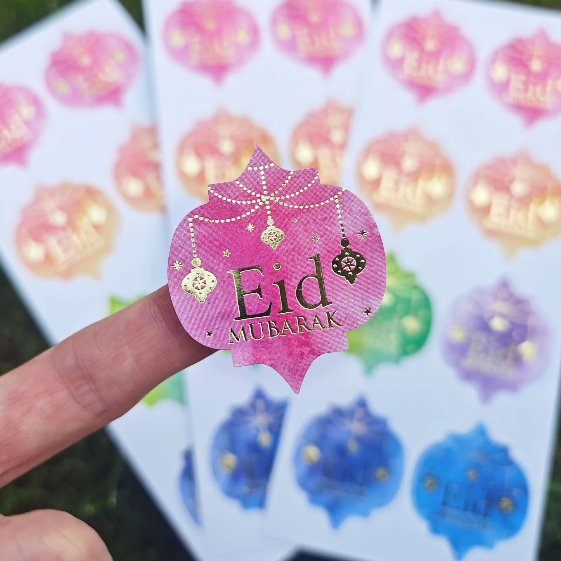 Autocollants multicolores créatifs Eid Mubarak pour emballage cadeau, étiquette de décoration pour fête du Ramadan Kareem, DIY bricolage, 80 pièces/40 pièces/8 pièces