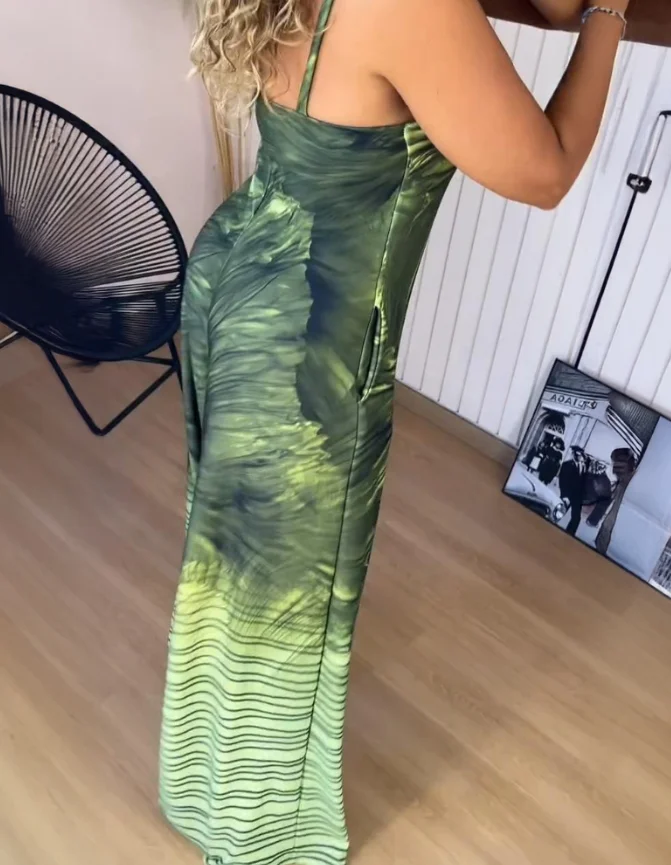 Jumpsuits for Summer Women New Female Casual One Piece Pants Fashion Floral Print U-Neck Sleeveless Zipper Jumpsuit with Pocket