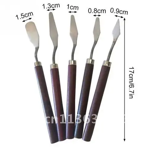 5pcs Palette Knife Stainless Steel Spatula Kit Wooden Handle Painting Knife for Fine Professional Art Tools Oil Painting Knife