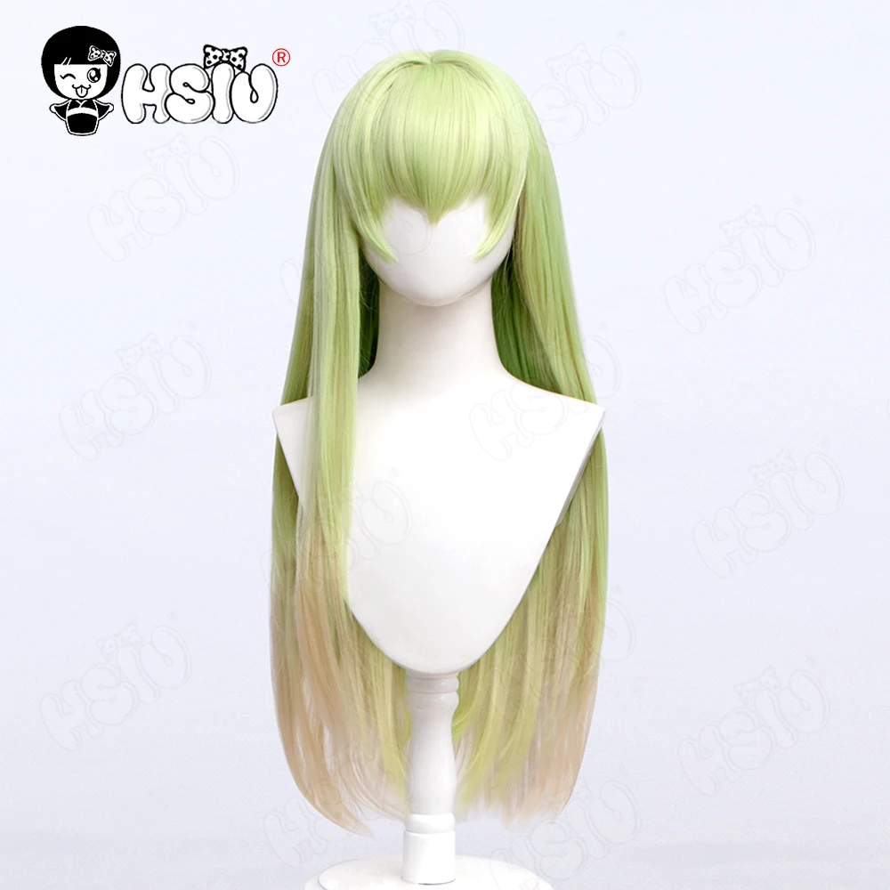 생세실리아 코스프레 가발, 애니메이션 시로 세이조 투 쿠로 보쿠시 HSIU, 그린 옐로우 그라데이션, 긴 머리 합성 가발, 80cm