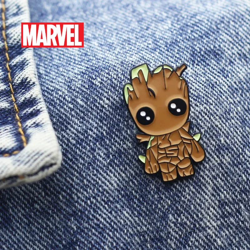 Marvel Series Guardians of The Galaxy Groot Peripheral Cartoon Brooch Enamel Pin Anime Figure Metal Badge Decoration Accessories