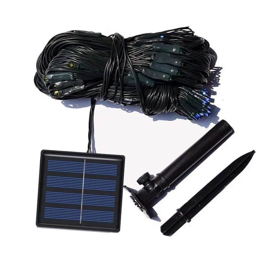 Filet Lumineux Solaire pour l'Extérieur, 3x2m, 204LED, Fil Vert Étanche, Guirxiété Lumineuse pour Buissons, Arbres, Décor de Jardin