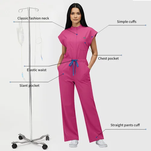 Imagen 2 del producto Uniforme Quirúrgico Niaahinn, Conjunto Completo y Uniforme de Enfermera Veterinaria con Mangas de Murciélago, Ropa de Trabajo de Una Pieza para Peluquería Canina