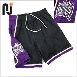 M&N Basketball SK 00/01 Sacramento Sw Shorts-Black Classic Vintage NBA Kings Unisex Retro Loose Pants Adults/kids Chris Webber