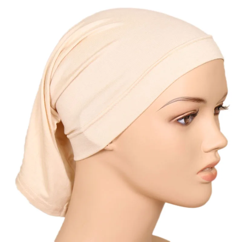 Soft Cotton Modal Bonnet Hijab Undercap For Muslim Woman Solid Color Inner Hijab Islamic Casual Elastic Caps 22*31cm